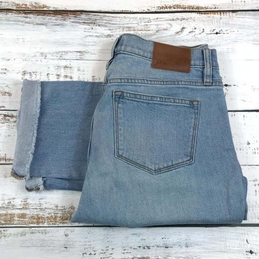 J. Crew Broken in Slim Boyfriend Jeans in Light Wash Raw Hem